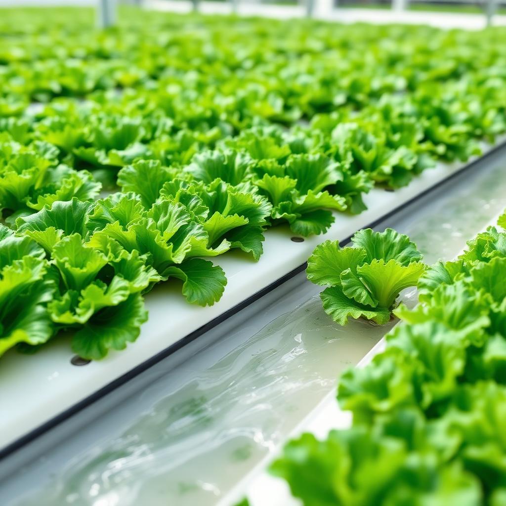 Lush green lettuce thriving in an NFT hydroponic channel at a Nana Organics test site in South Africa