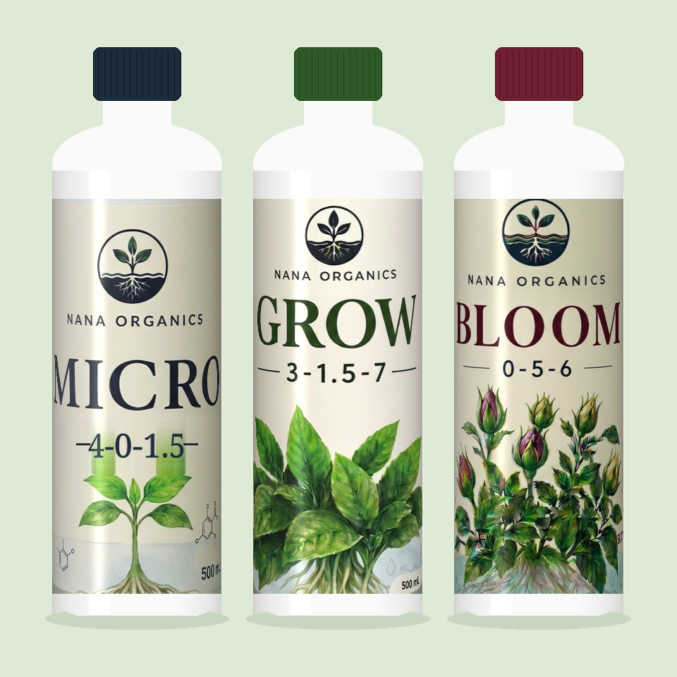 MICRO, GROW and BLOOM 500 mL three-part nutrient set